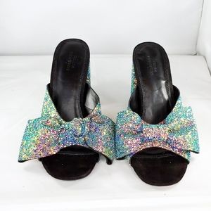 6.5 or 37 Glitter Heeled Mules Urban Outfitters
